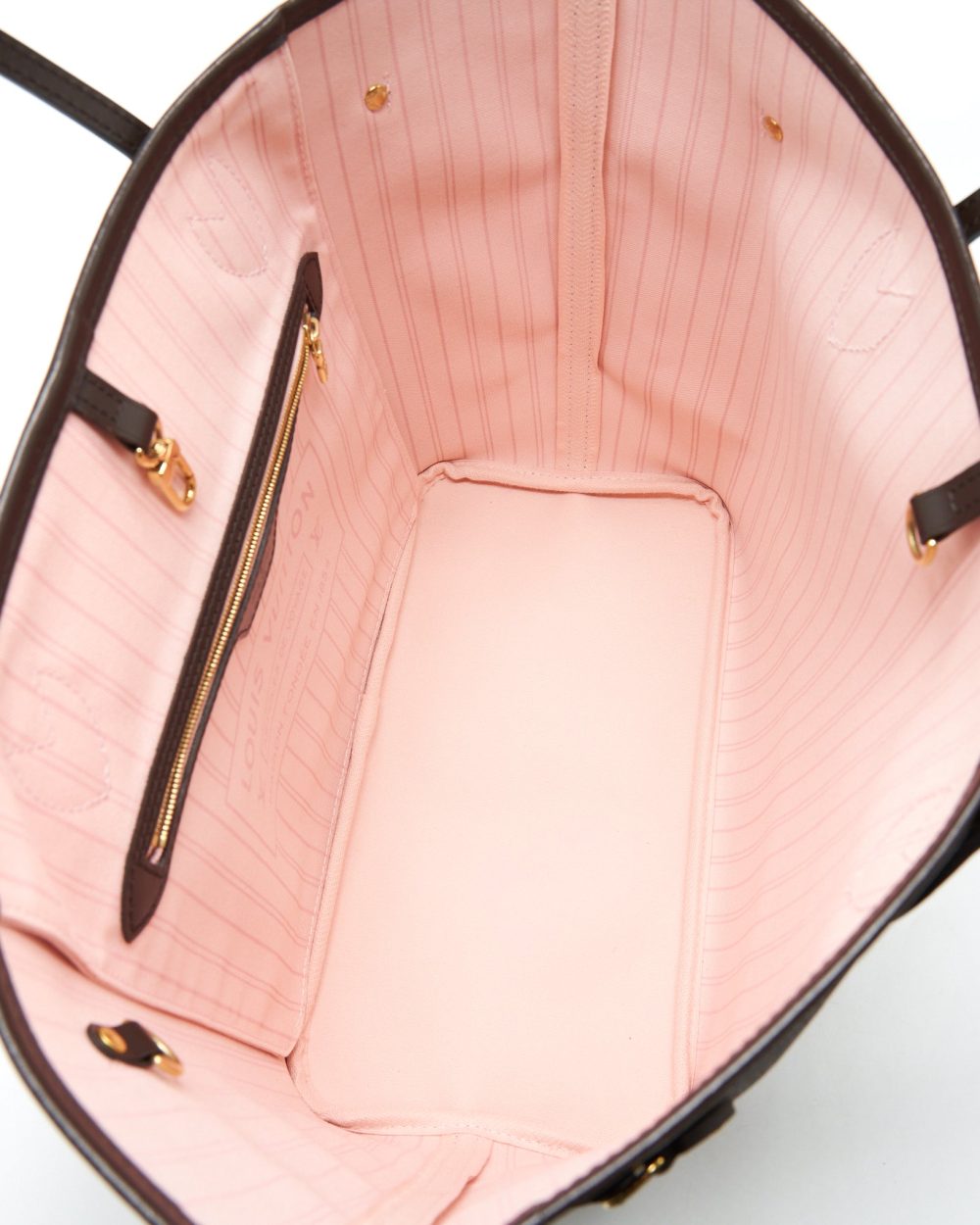 AAA Replica Louis Vuitton LV NEVERFULL MM DAMIER EBENE ROSE BALLERINE GHW