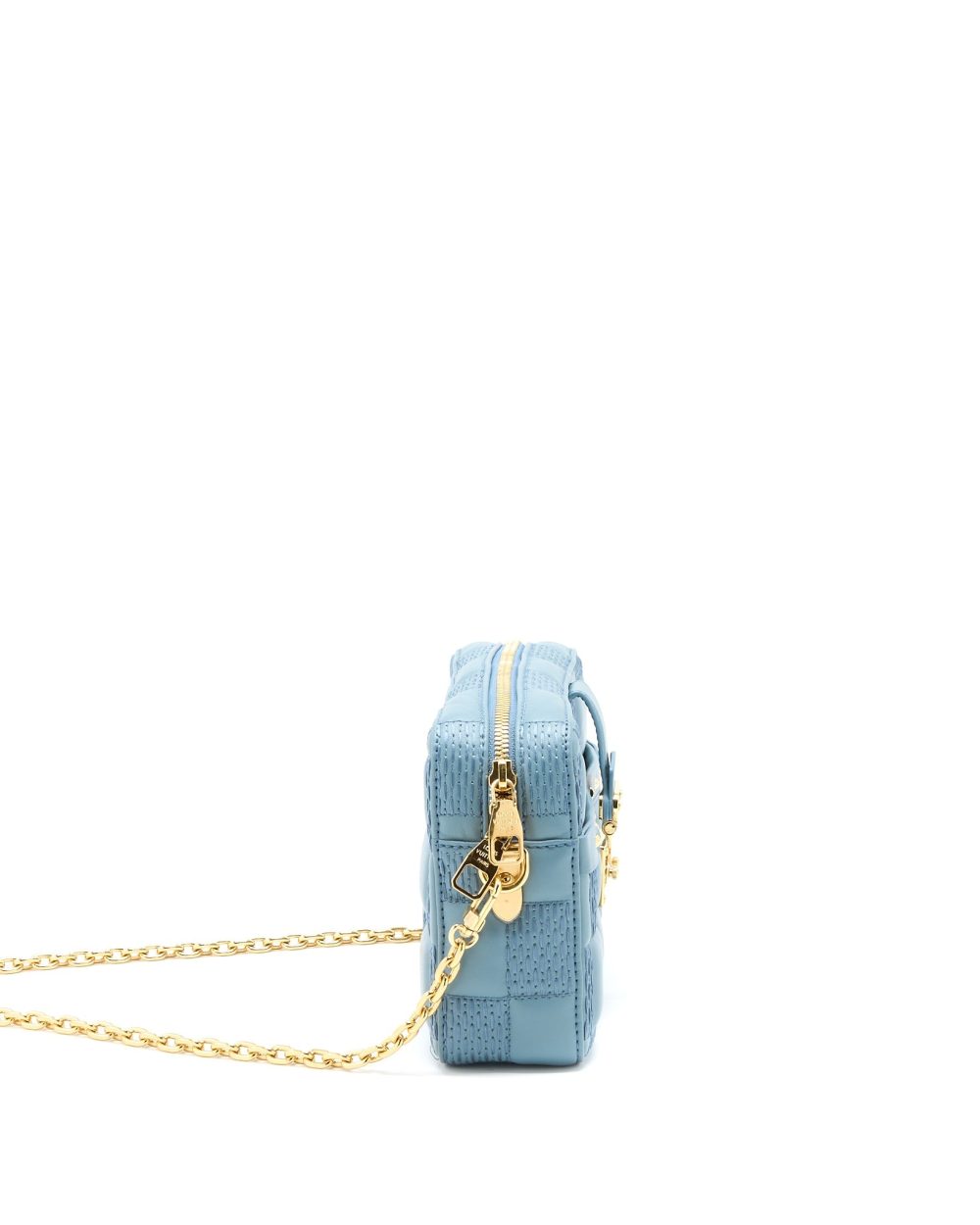 AAA Replica Louis Vuitton LV TROCA PM DAMIER QUILT LAMBSKIN LIGHT BLUE GHW (NEW VERSION)