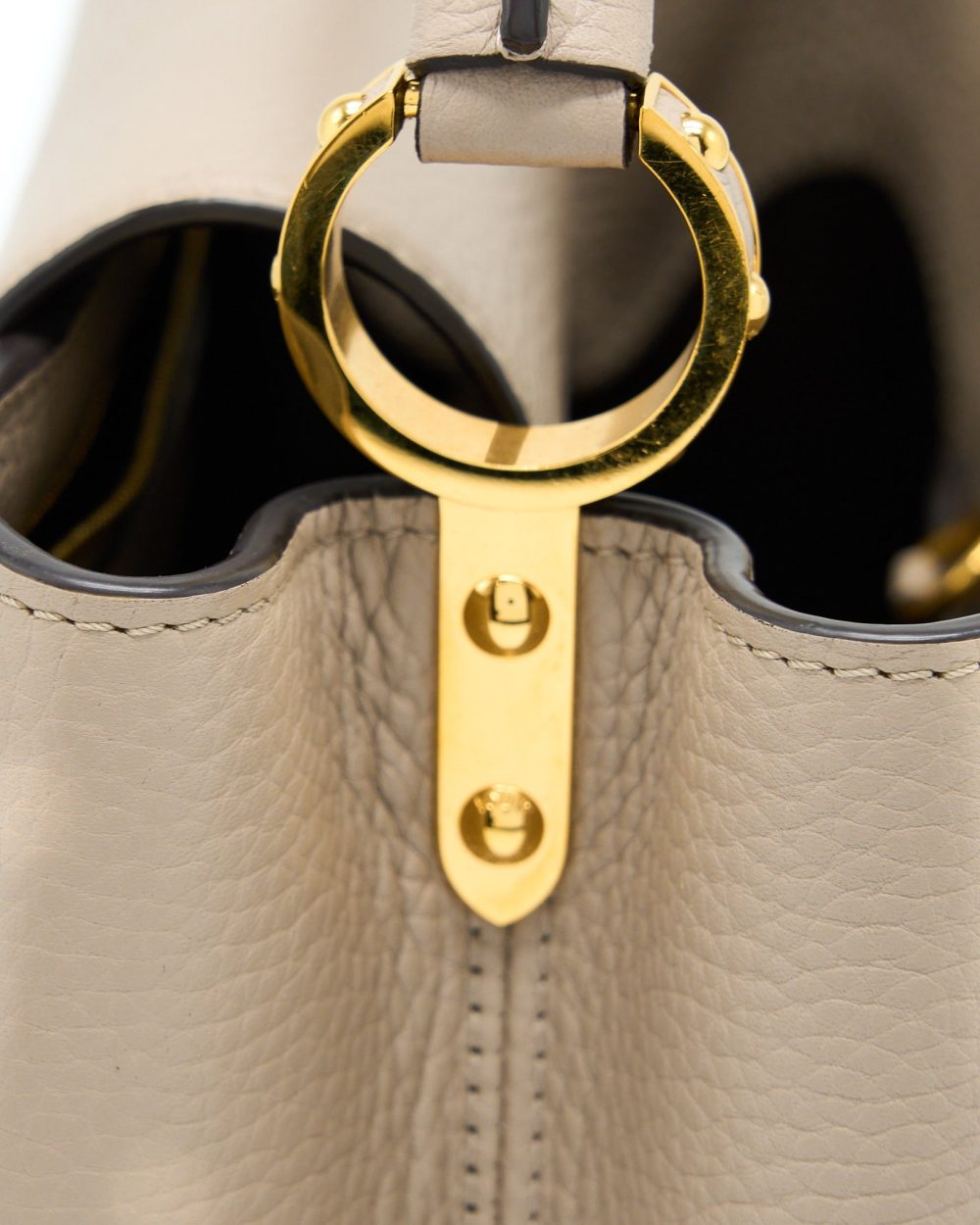 AAA Replica Louis Vuitton LV CAPUCINE MM TAURILLON GALET GHW
