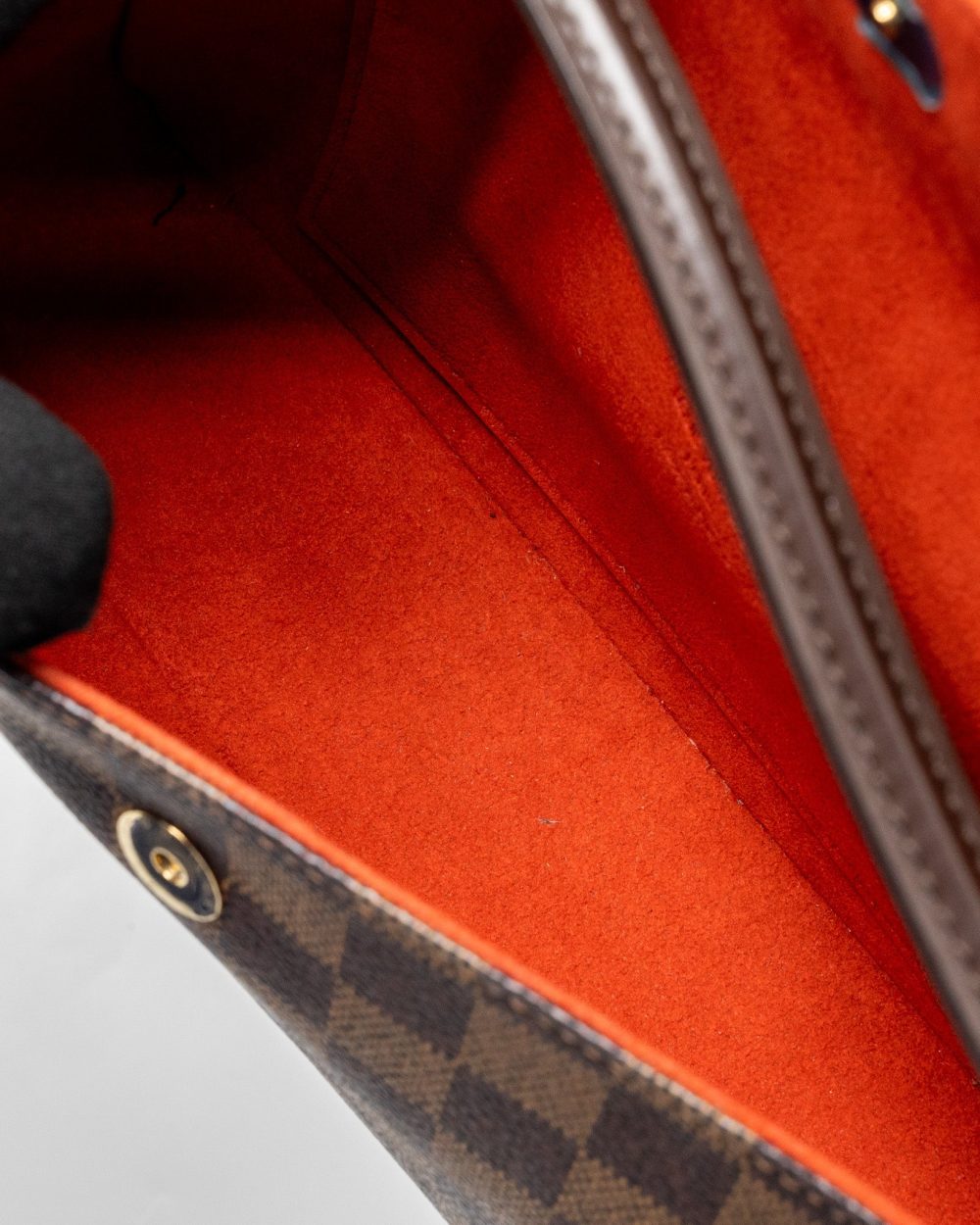 AAA Replica Louis Vuitton LV VINTAGE FLAP SHOULDER BAG DAMIER EBENE GHW