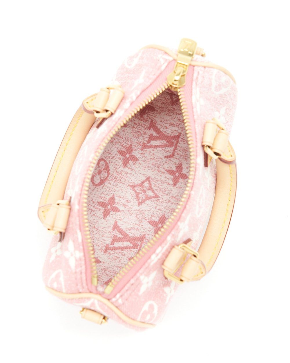 AAA Replica Louis Vuitton LV NANO SPEEDY MONOGRAM JACQUARD DENIM PINK GHW