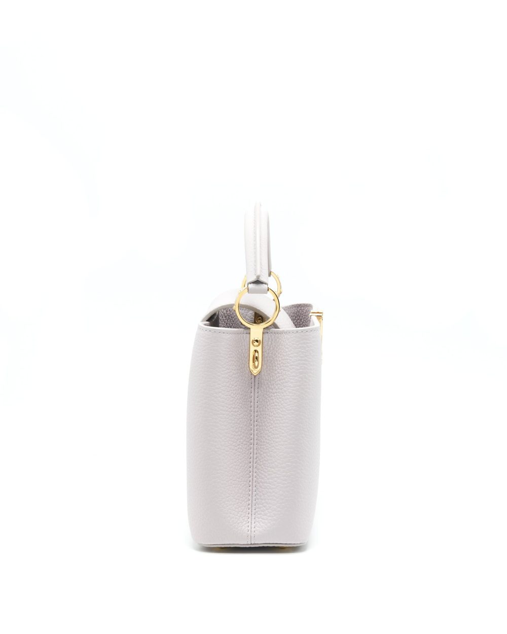 AAA Replica Louis Vuitton LV CAPUCINES BB BRUME GREY GOLD HARWARE WITH ABALONE-SHELL