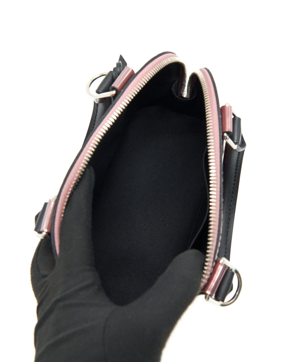 AAA Replica Louis Vuitton LV ALMA BB PATENT LEATHER METALLIC PINK WITH BLACK HANDLE SHW