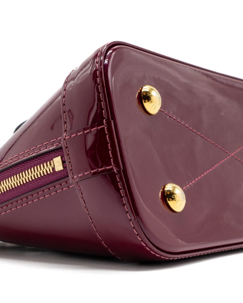 AAA Replica Louis Vuitton LV ALMA BB VERNI MIROIR PATENT DARK PINK GHW