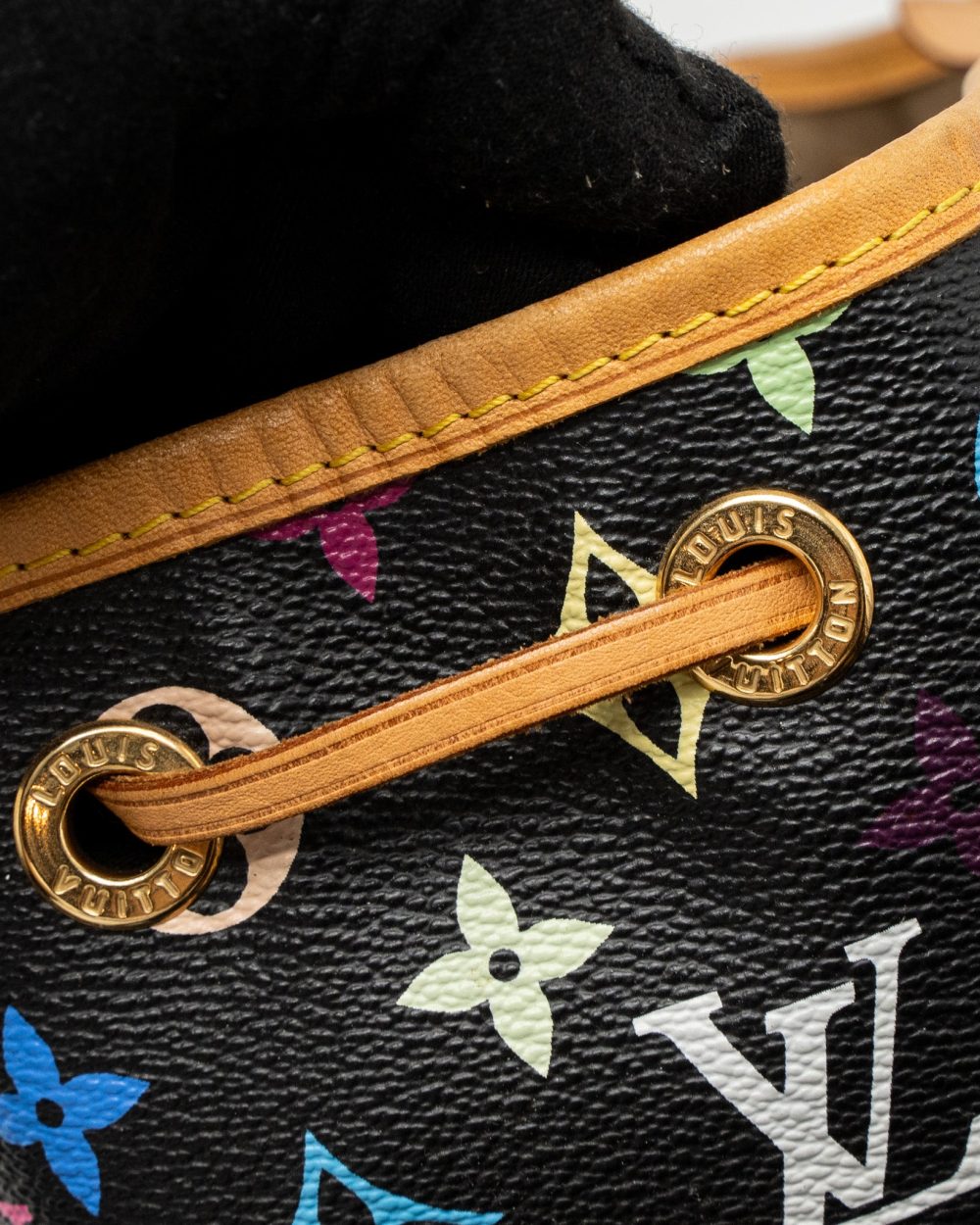 AAA Replica Louis Vuitton LV PETIT NOE MONOGRAM CANVAS BLACK/MULTICOLOUR GHW