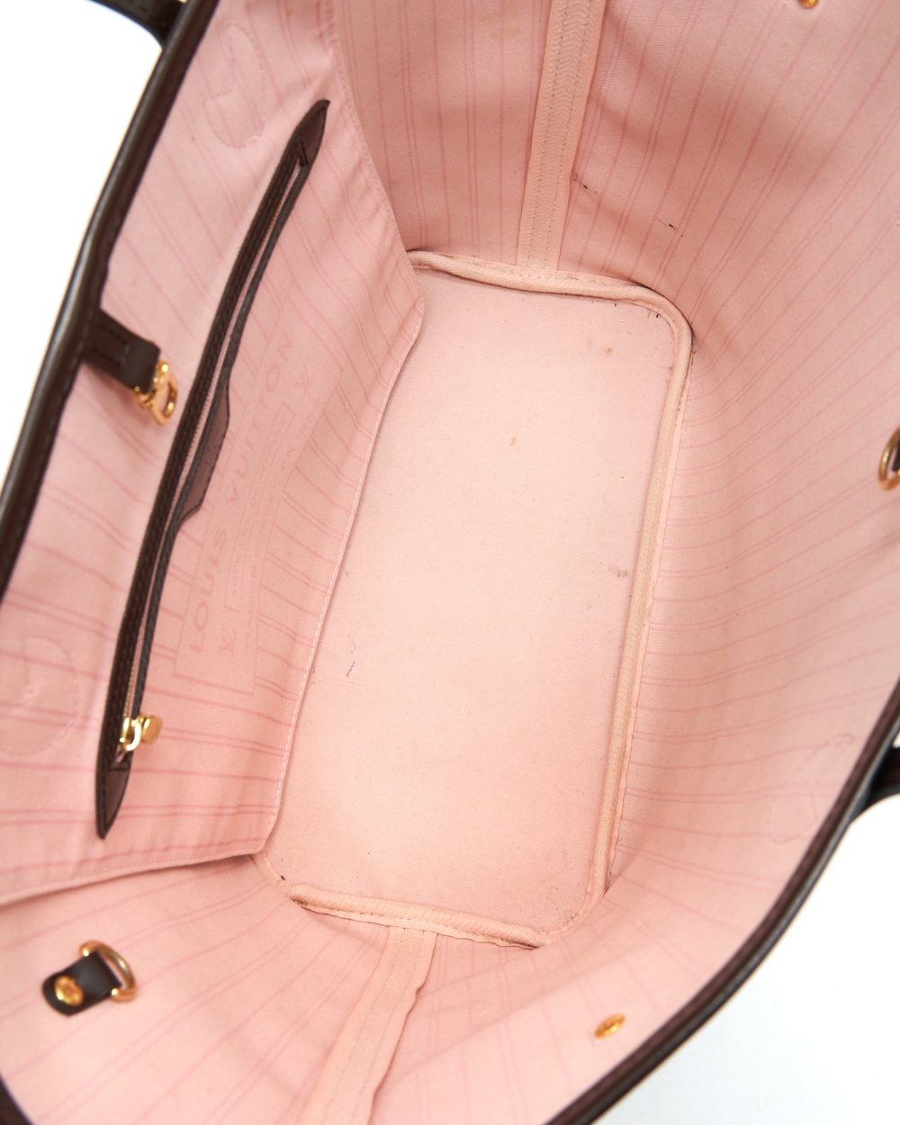 AAA Replica Louis Vuitton LV NEVERFULL MM DAMIER EBENE CANVAS /ROSE BALLERINE