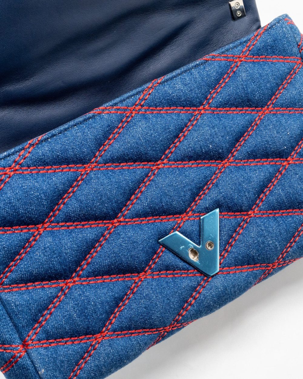 AAA Replica Louis Vuitton LV MALLETAHE GO-14 MM BAG DENIM/LEATHER BLUE/RED SHW