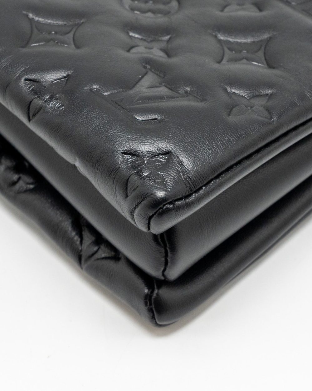 AAA Replica Louis Vuitton LV COUSSIN MM MONOGRAM-EMBOSSED PUFFY LAMBSKIN BLACK GHW