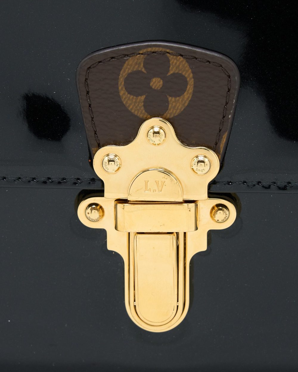 AAA Replica Louis Vuitton LV CHERRYWOOD BB PATENT/MONOGRAM CANVAS BLACK GHW