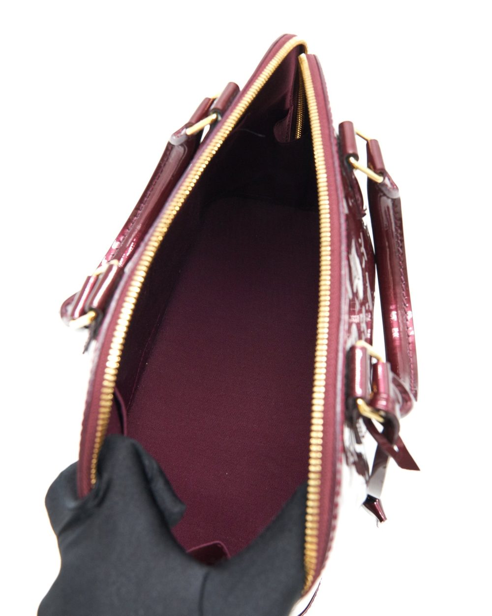 AAA Replica Louis Vuitton LV ALMA PM PATENT LEATHER AMARANTE GHW