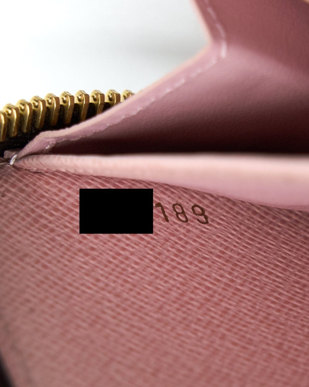 AAA Replica Louis Vuitton LV ZIPPY WALLET DAMIER EBENE CANVAS/ ROSE BALLERINE GHW