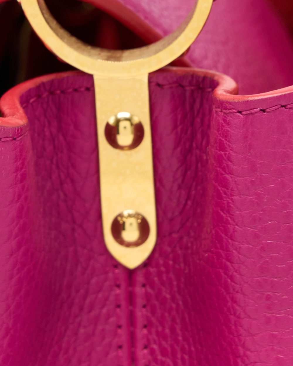 AAA Replica Louis Vuitton LV CAPUCINES BB CALFSKIN PINK/BRIGHT ORANGE GHW
