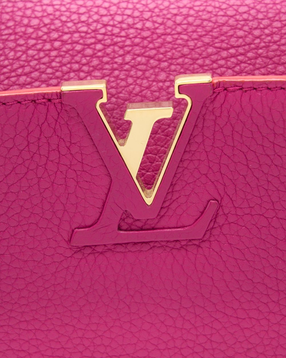 AAA Replica Louis Vuitton LV CAPUCINES BB CALFSKIN PINK/BRIGHT ORANGE GHW
