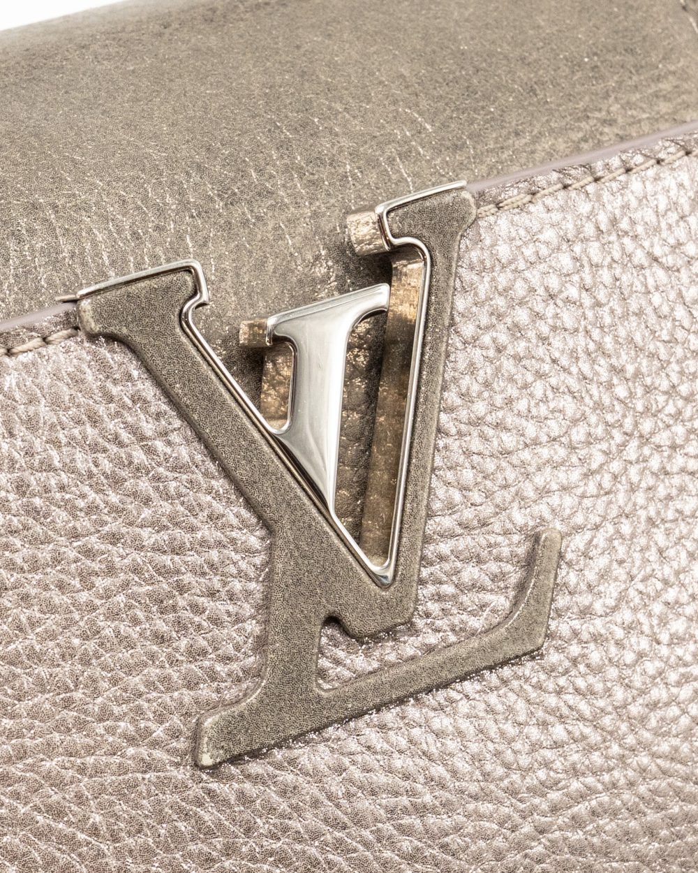 AAA Replica Louis Vuitton LV CAPUCINES BB LEATHER METALLIC SILVER SHW
