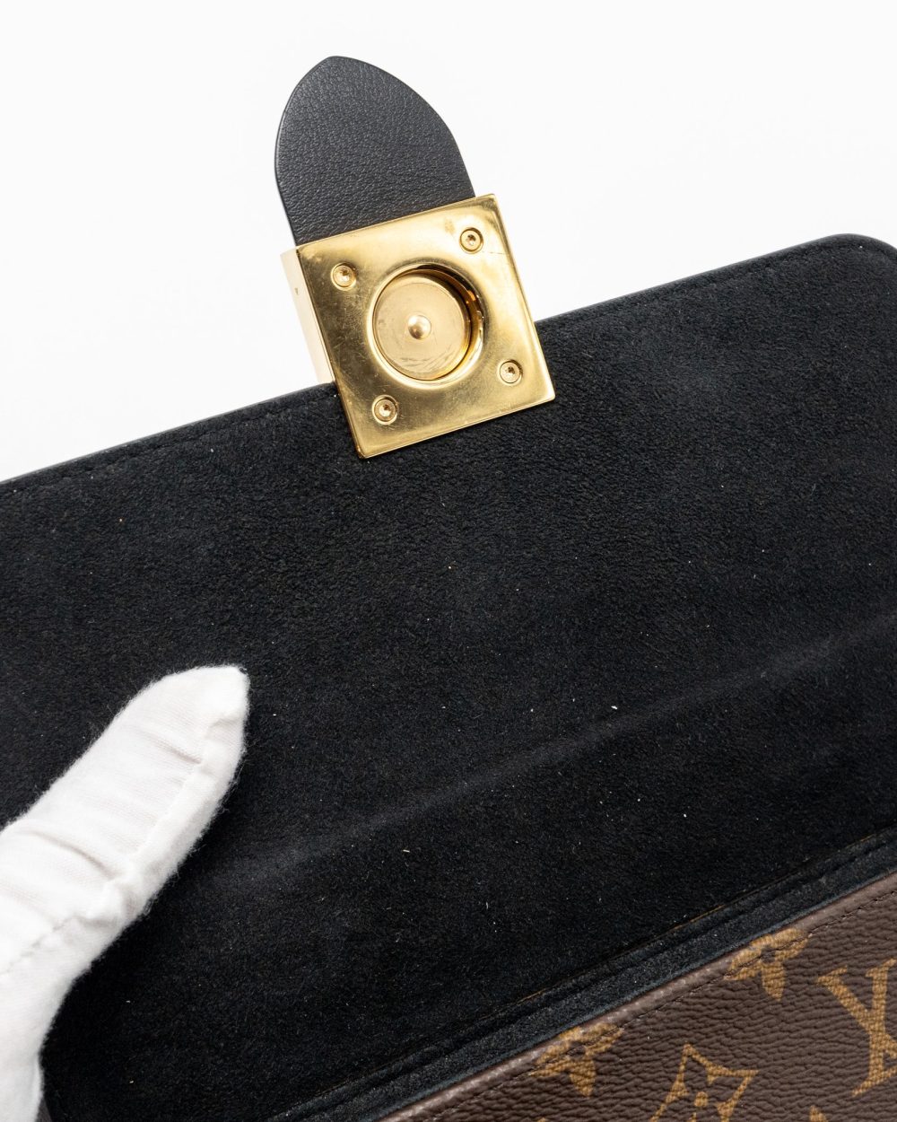 AAA Replica Louis Vuitton LV LOCKY BB MONOGRAM CANVAS/LEATHER BLACK GHW