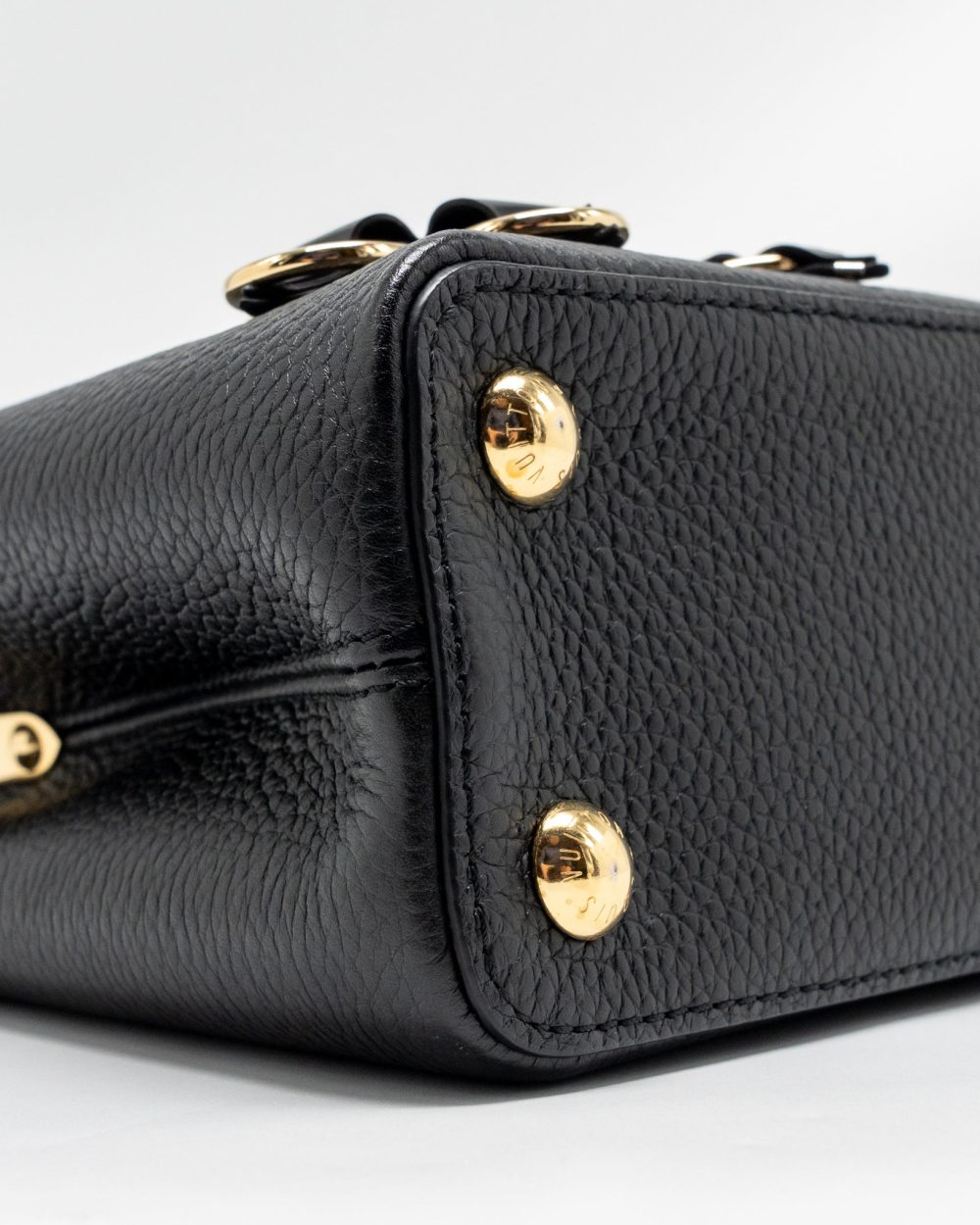 AAA Replica Louis Vuitton LV CAPUCINES BB WITH MONOGRAM FLOWER EMBELLISHMENTS TAURILLON BLACK GHW