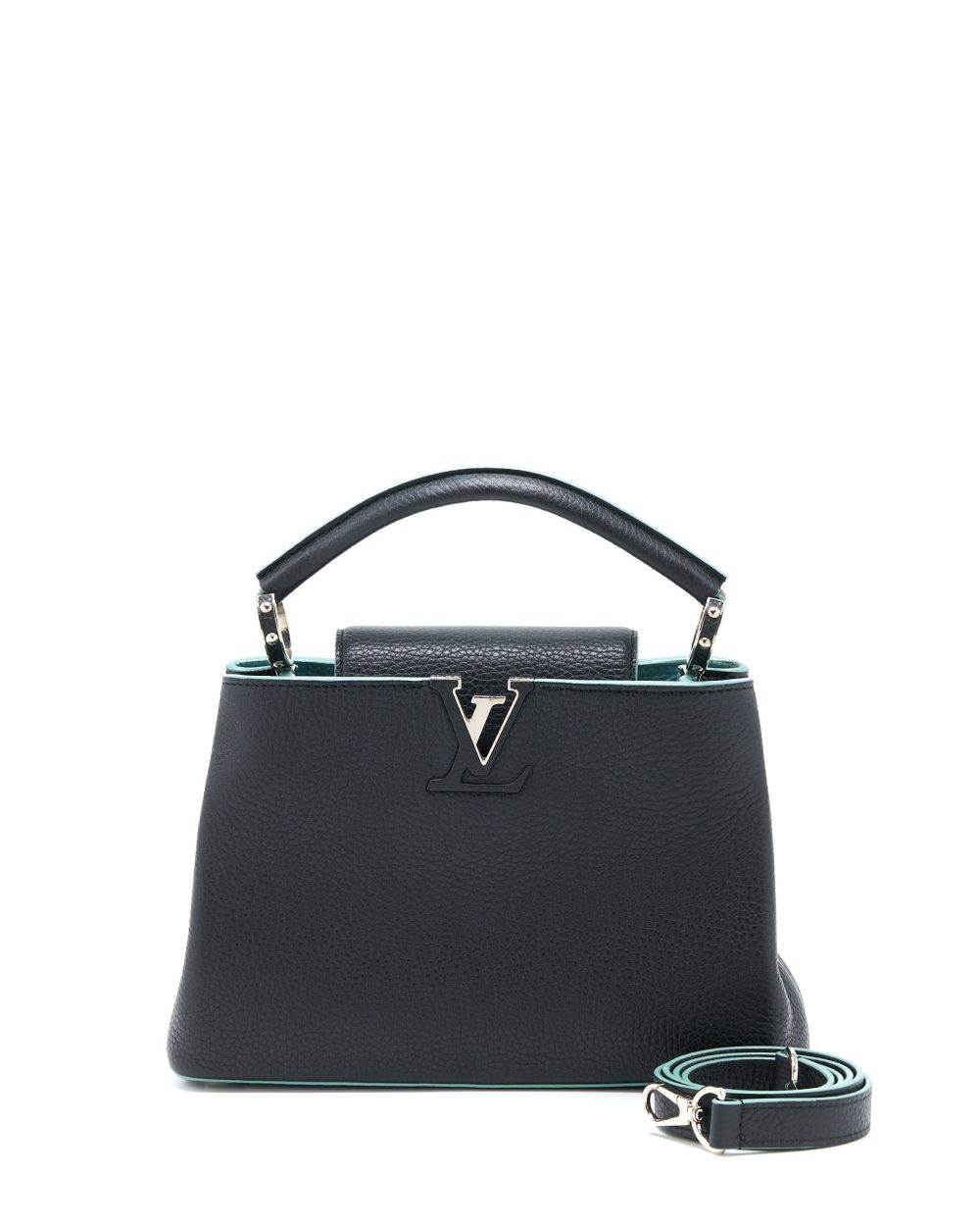 AAA Replica Louis Vuitton LV CAPUCINES BB TAURILLON BLACK/ BLUE SHW