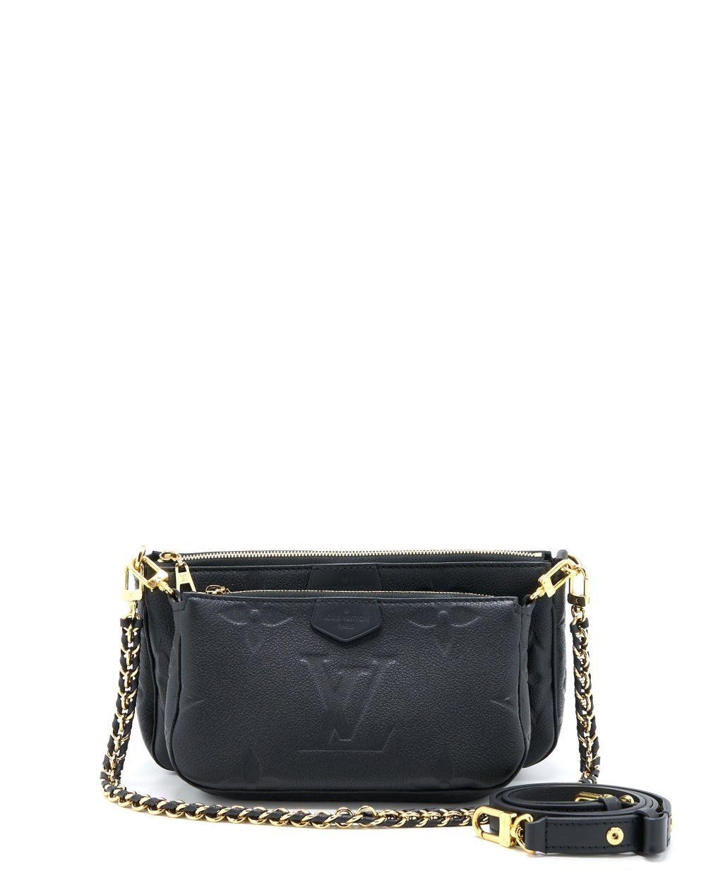 AAA Replica Louis Vuitton LV MULTI POCHETTE ACCESSORIES MONOGRAM EMPRIENTED BLACK GHW (NEW VERSION)