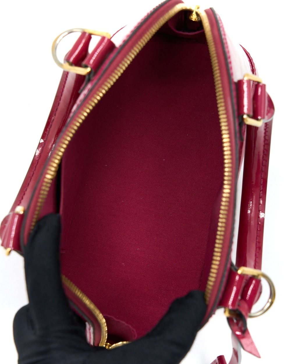 AAA Replica Louis Vuitton LV ALMA BB PATENT DARK PINK GHW