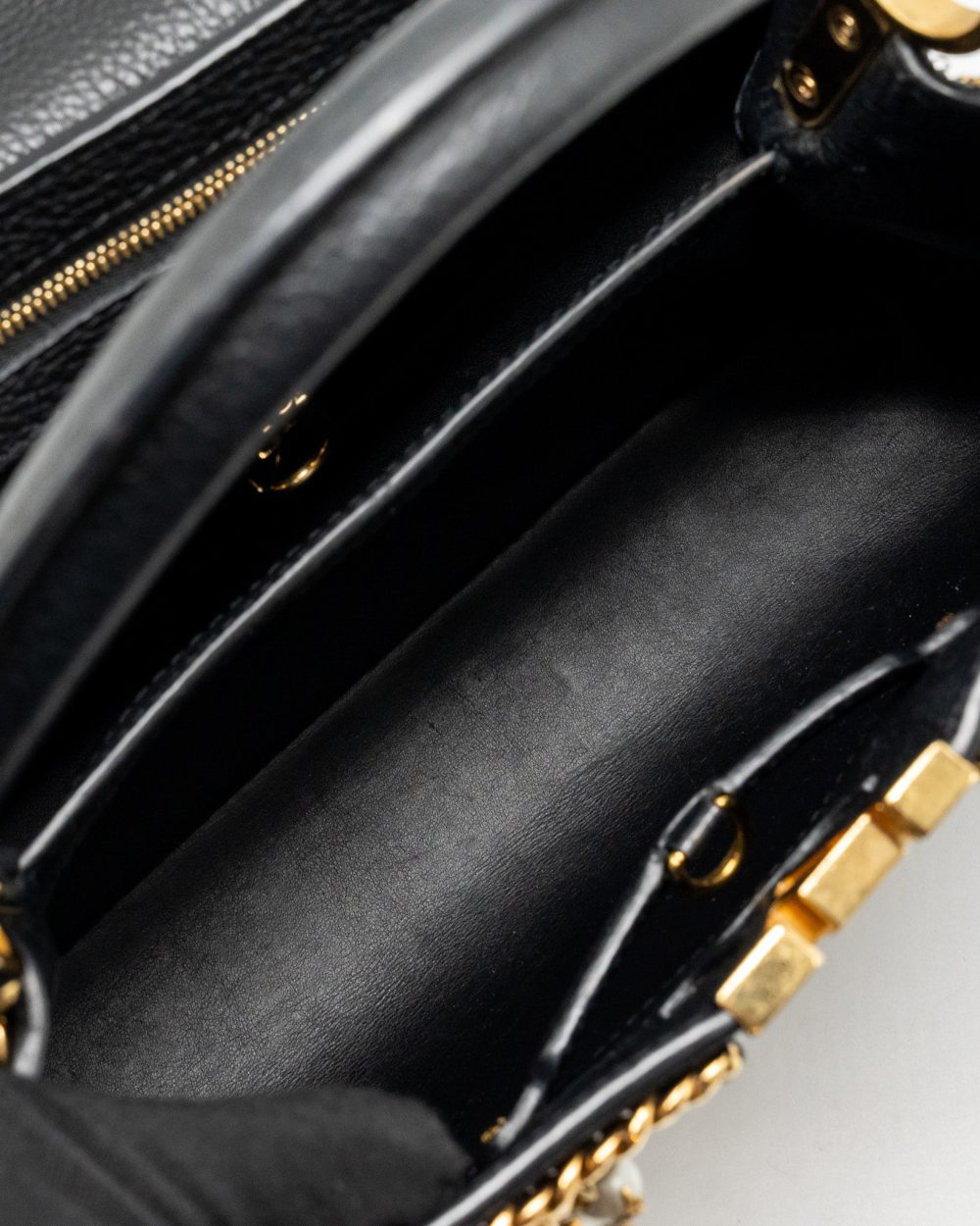 AAA Replica Louis Vuitton LV CAPUCINES MM CALFSKIN BLACK GHW