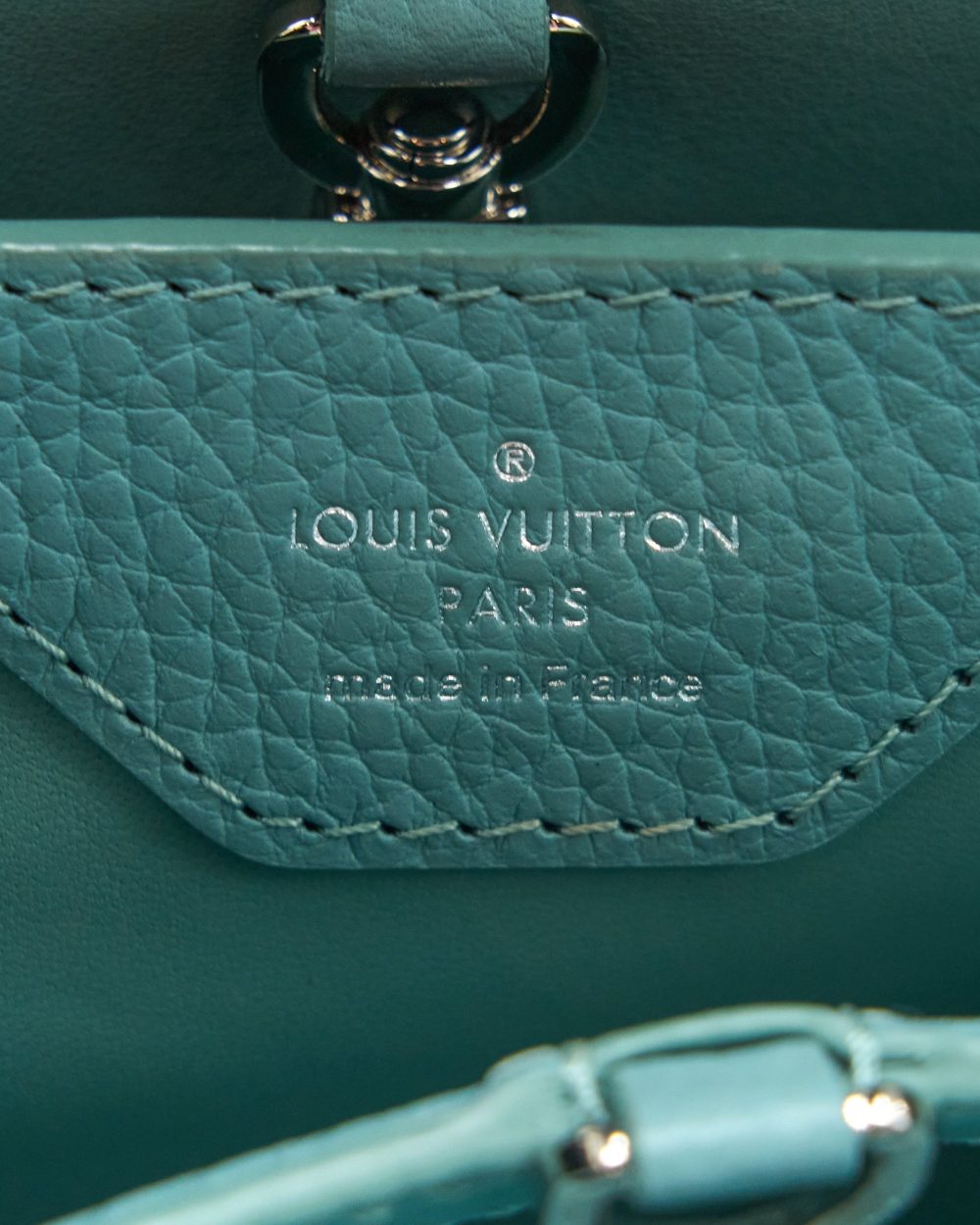 AAA Replica Louis Vuitton LV CAPUCINES BB TAURILLON BLACK/ BLUE SHW