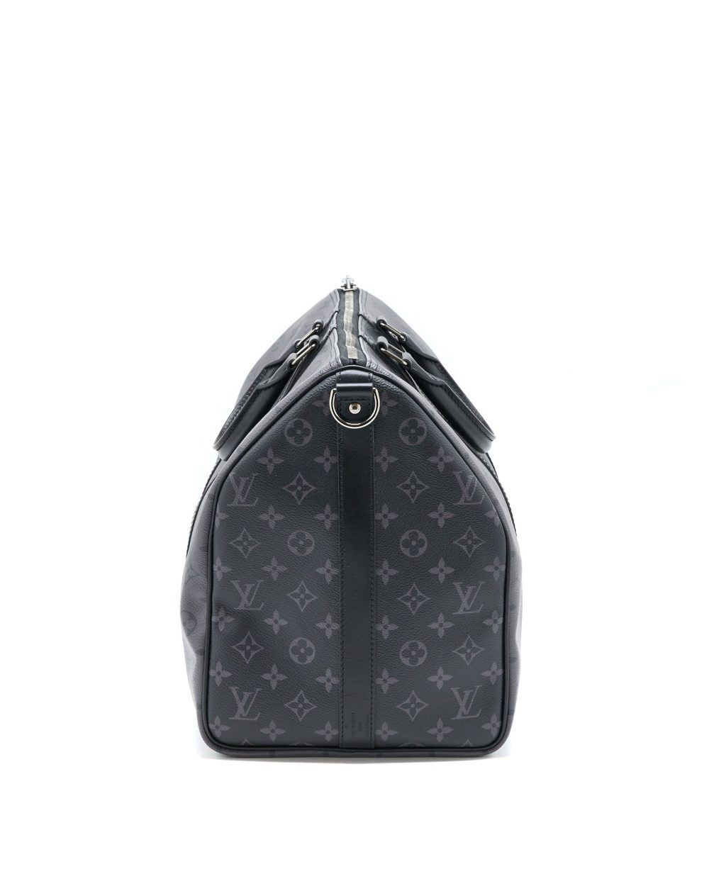 AAA Replica Louis Vuitton LV KEEPALL BANDOULIERE 50 MONOGRAM ECLIPSE CANVAS BLACK/GREY BLACK HARDWARE (NEW VERSION)