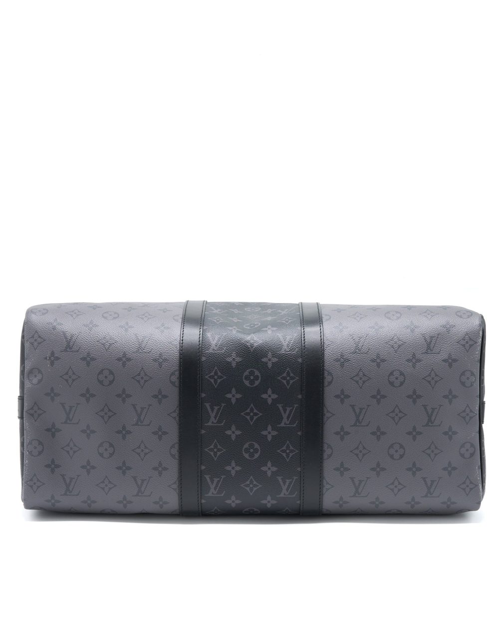 AAA Replica Louis Vuitton LV KEEPALL BANDOULIERE 50 MONOGRAM ECLIPSE CANVAS BLACK/GREY BLACK HARDWARE (NEW VERSION)