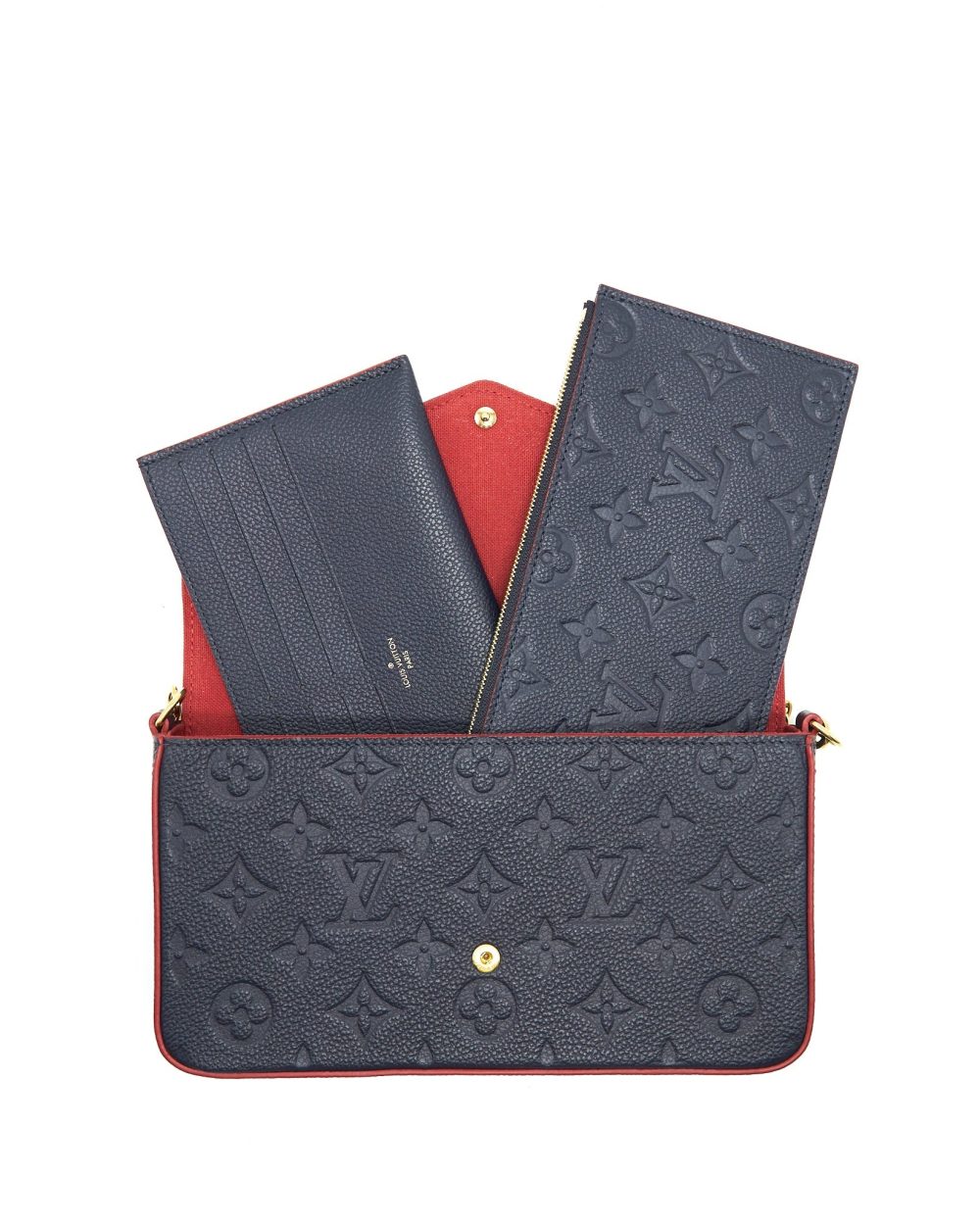 AAA Replica Louis Vuitton LV FELICIE POCHETTE MONOGRAM EMPREINTE LEATHER MARINE ROUGE
