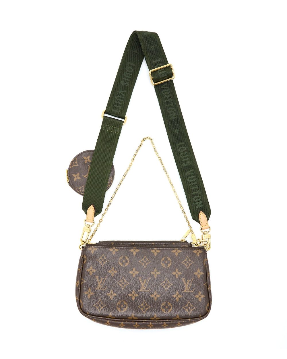 AAA Replica Louis Vuitton LV MULTI POCHETTE WITH KHAKI STRAP GHW