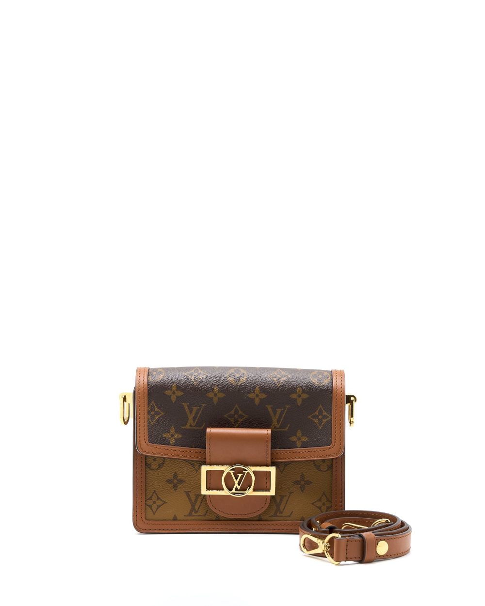 AAA Replica Louis Vuitton LV MINI DAUPHINE MONOGRAM REVERSE CANVAS GHW