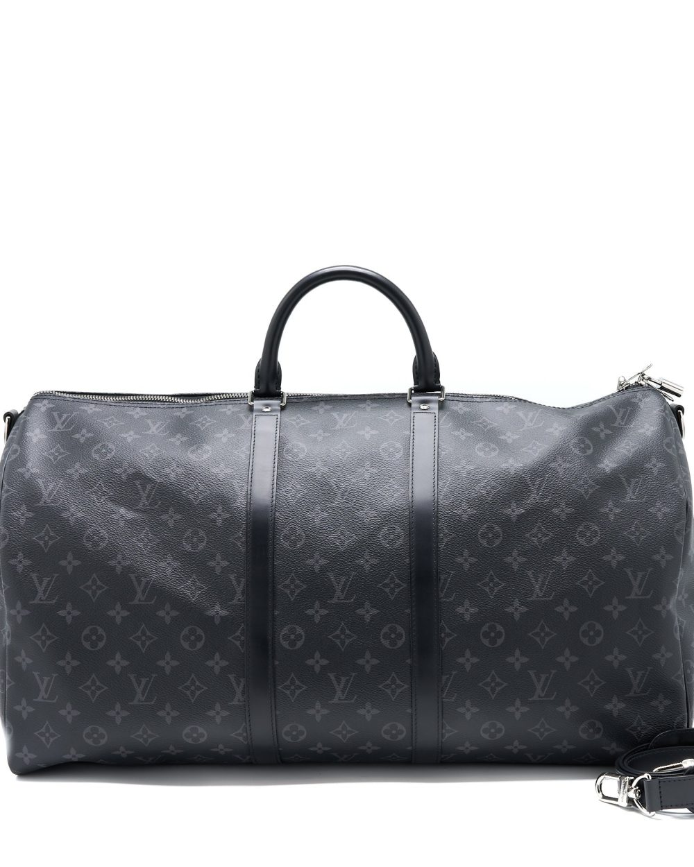 AAA Replica Louis Vuitton LV KEEPALL 55 WITH SHOULDER STRAP MONOGRAM ECLIPSE CANVAS SHW