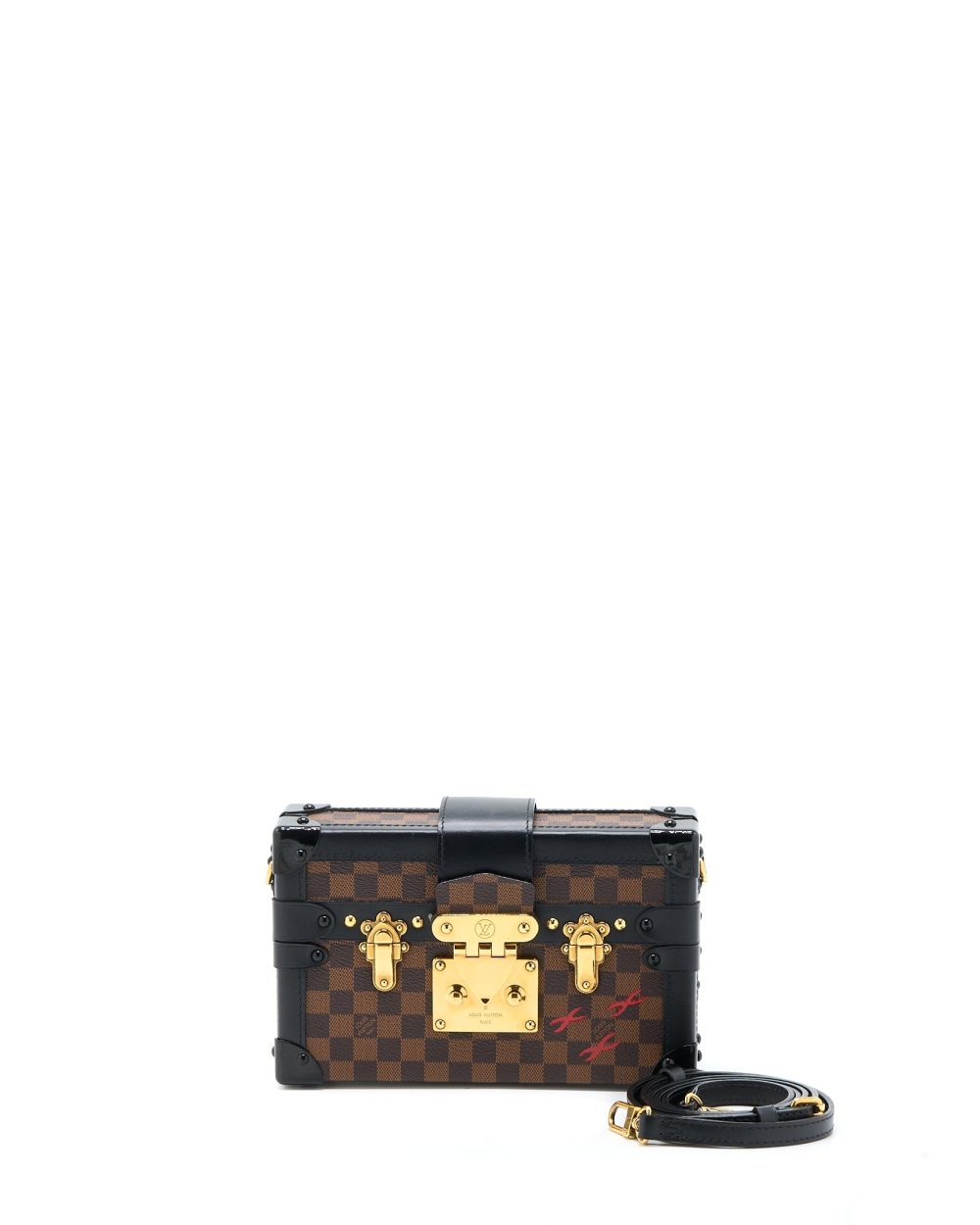 AAA Replica Louis Vuitton LV PETITE MALLE DAMIER EBENE CANVAS GHW