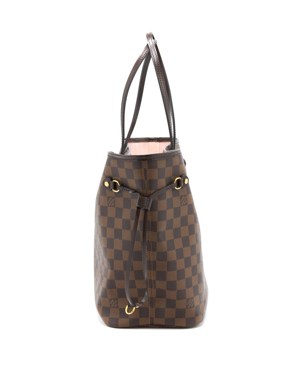AAA Replica Louis Vuitton LV NEVERFULL MM DAMIER EBENE/PINK GHW