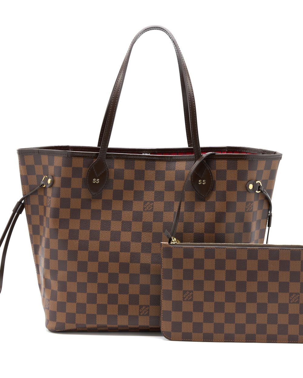 AAA Replica Louis Vuitton LV NEVERFULL MM DAMIER EBENE GHW WITH INITIAL S.S