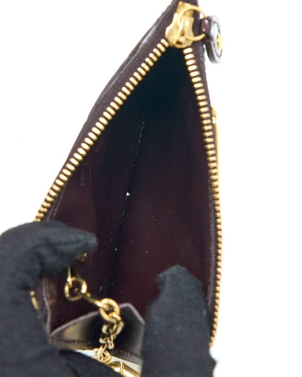 AAA Replica Louis Vuitton LV ZIPPY POUCH WITH KEY CHAIN PATENT DARK RED GHW