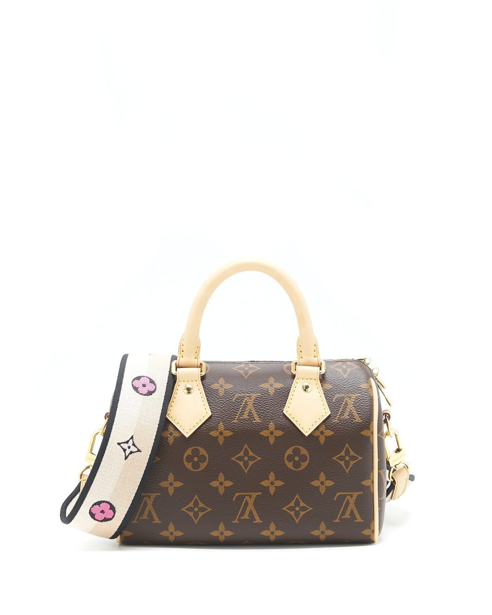 AAA Replica Louis Vuitton LV SPEEDY BANDOULIERE 20 MONOGRAM CANVAS BLACK STRAP