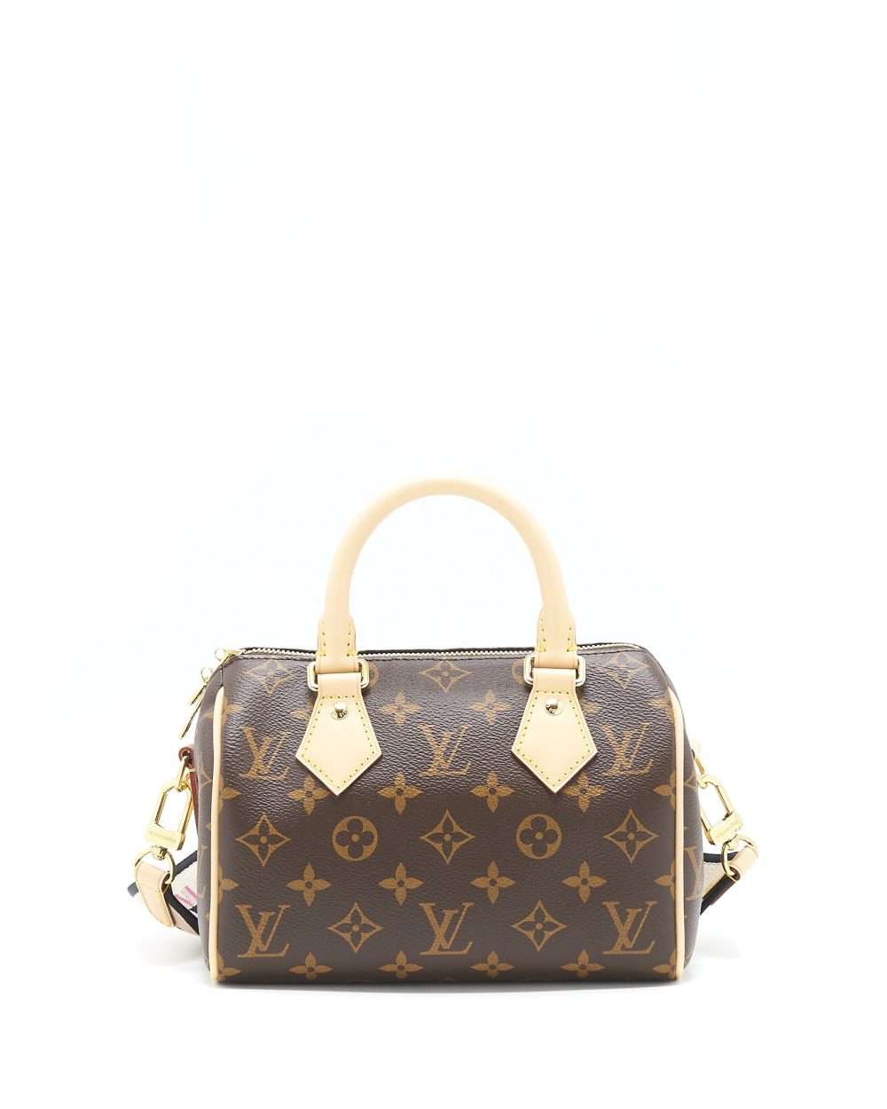 AAA Replica Louis Vuitton LV SPEEDY BANDOULIERE 20 MONOGRAM CANVAS WITH MULTICOLOUR STRAP