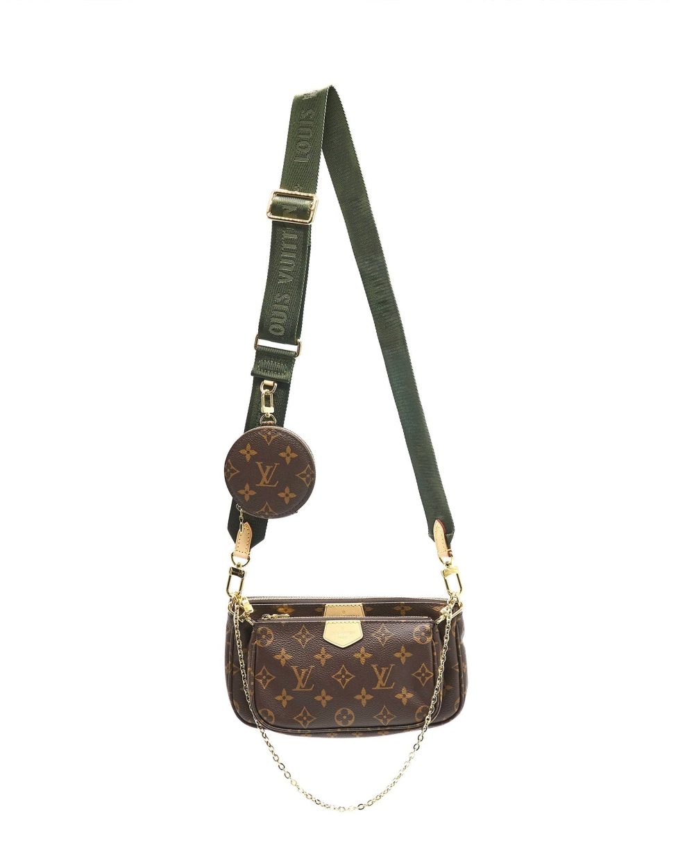 AAA Replica Louis Vuitton LV MULTI POCHETTE ACCESSORIES MONOGRAM KHAKI STRAP