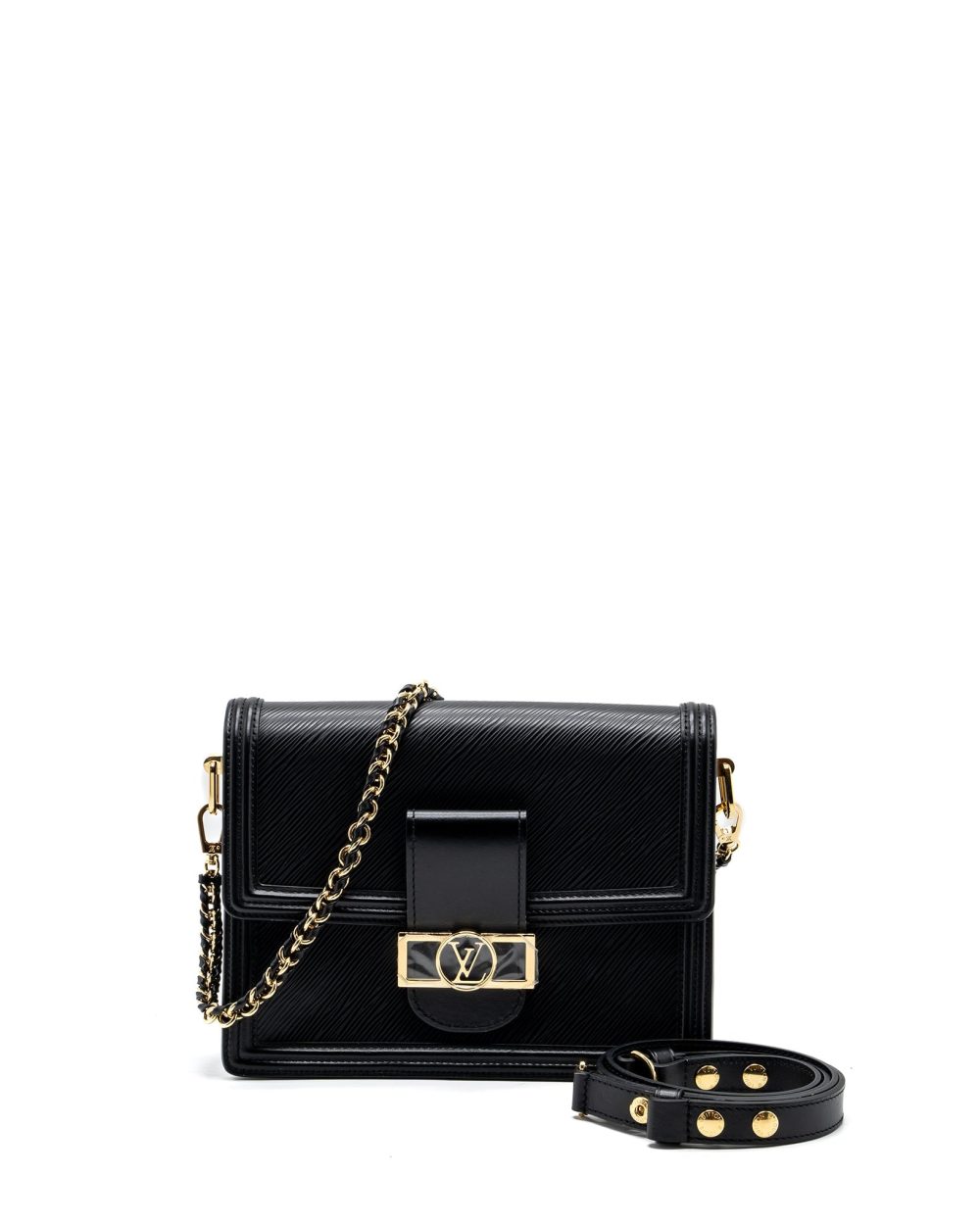 AAA Replica Louis Vuitton LV DAUPHINE MM EPI BLACK GHW (NEW VERSION)
