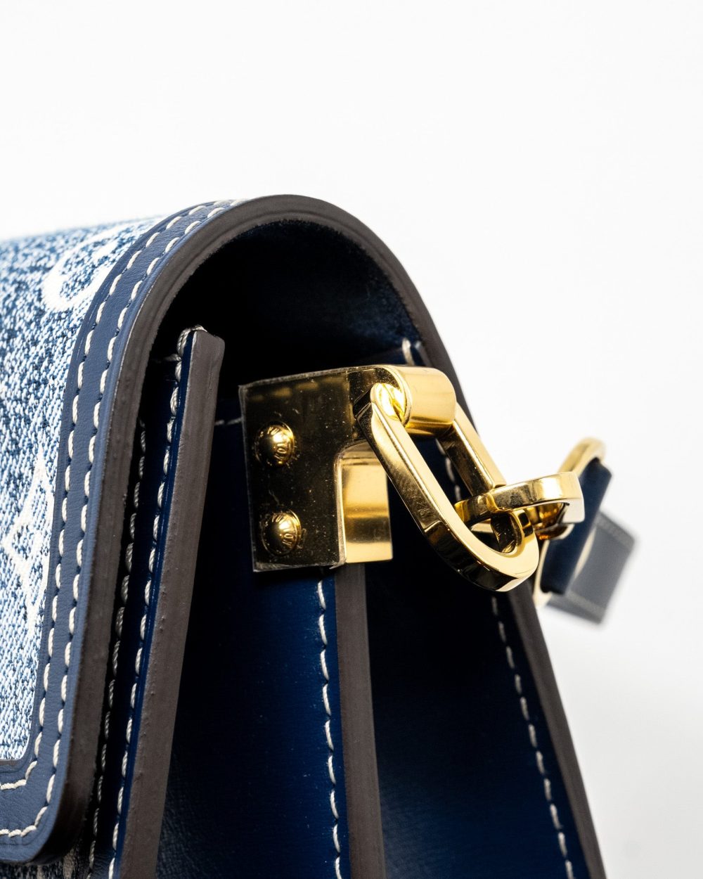 AAA Replica Louis Vuitton LV MINI DAUPHINE DENIM BLUE GHW